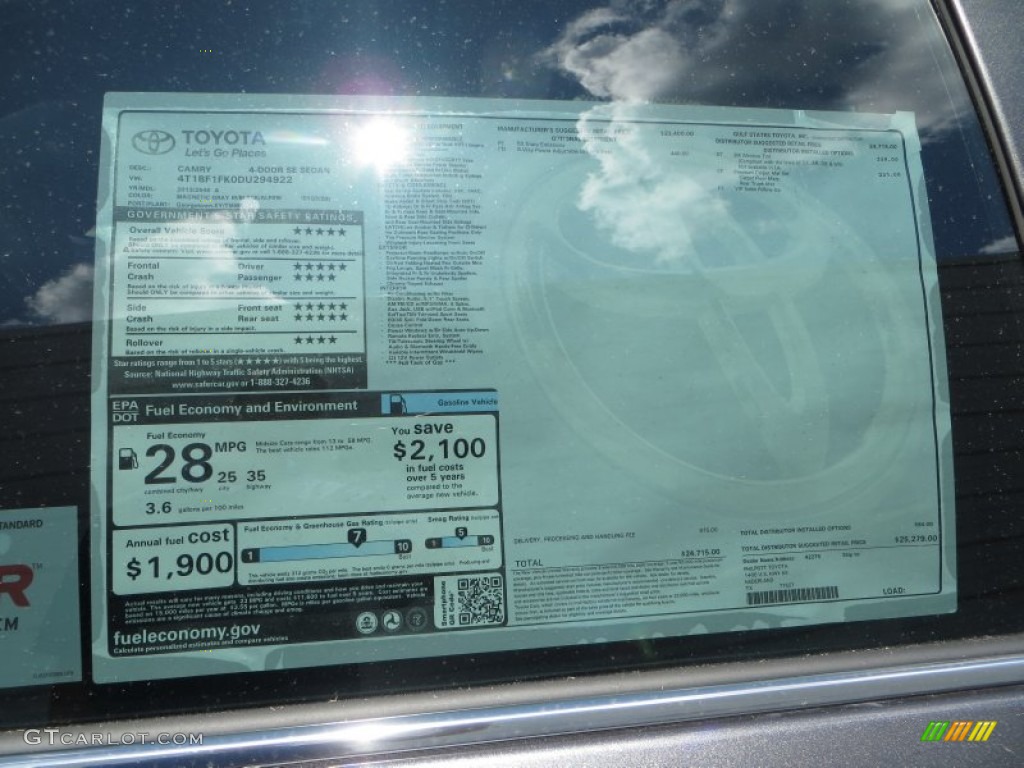 2013 Camry SE - Magnetic Gray Metallic / Black photo #36