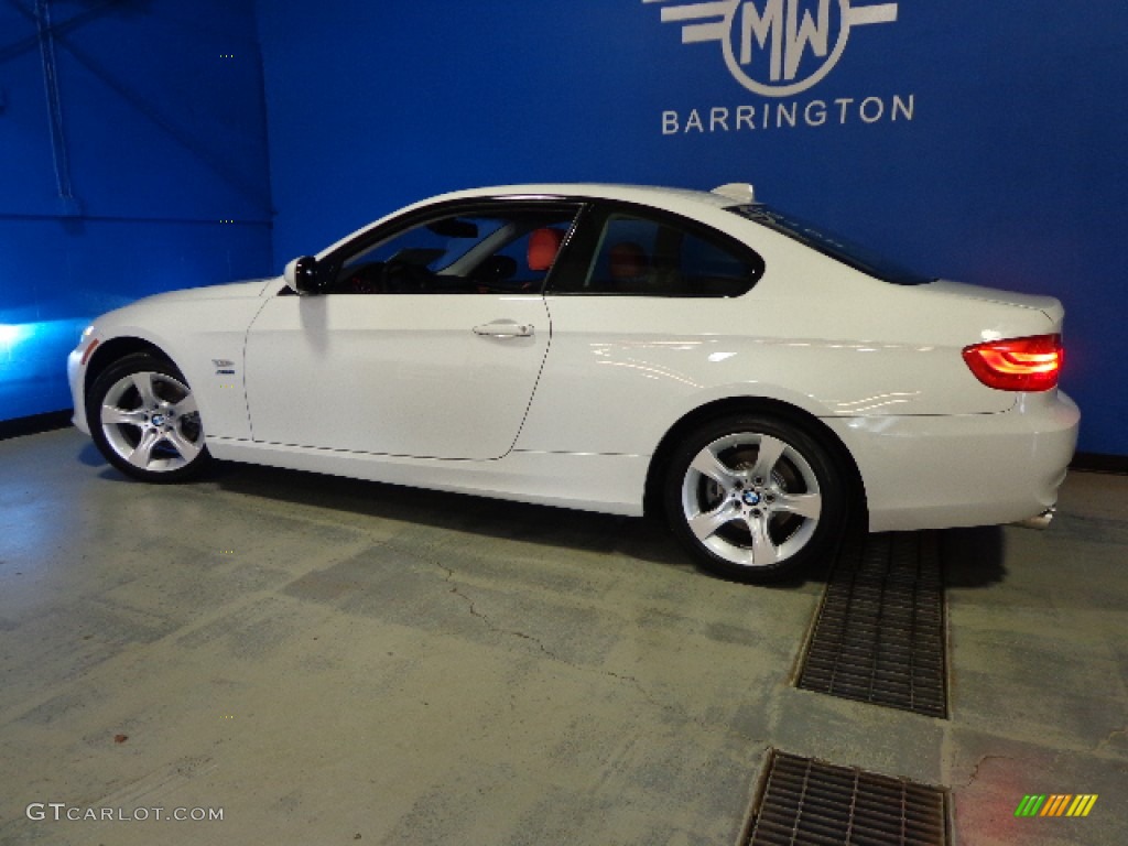 2011 3 Series 328i xDrive Coupe - Alpine White / Coral Red/Black Dakota Leather photo #31