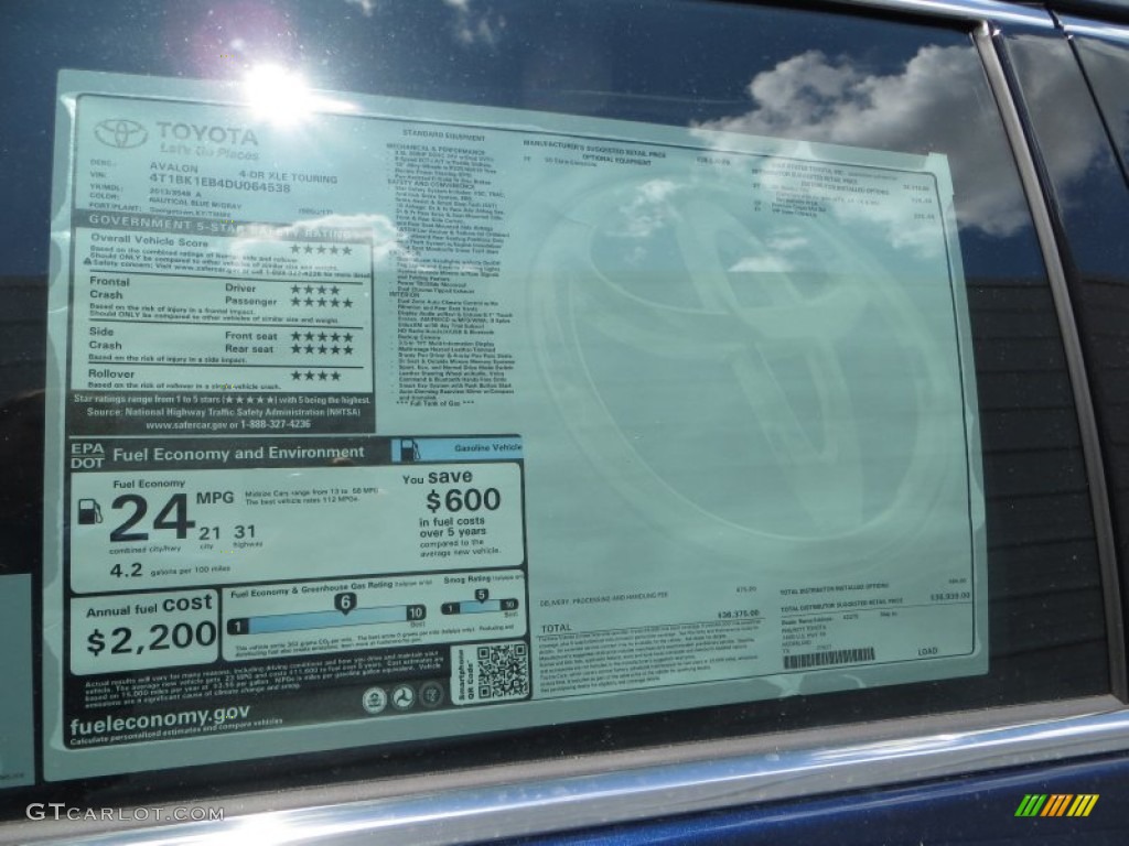 2013 Avalon XLE - Nautical Blue Metallic / Light Gray photo #41