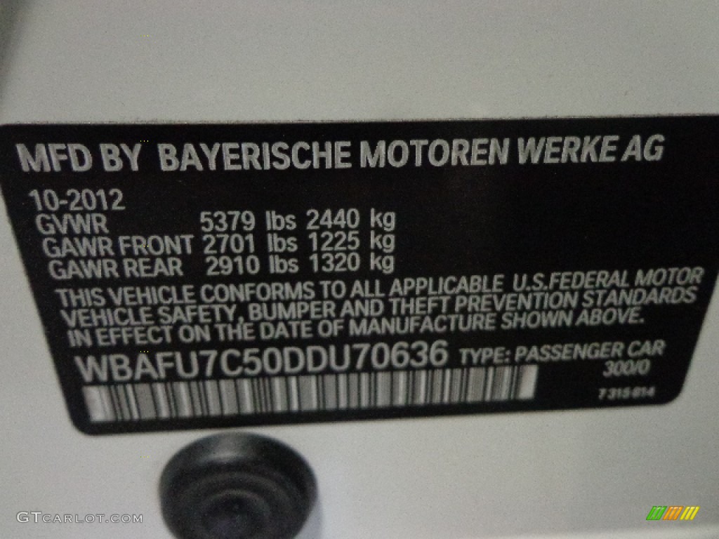 2013 5 Series 535i xDrive Sedan - Alpine White / Black photo #16