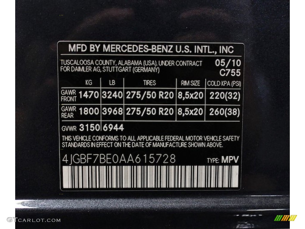 2010 GL Color Code 755 for Steel Grey Metallic Photo #84900449