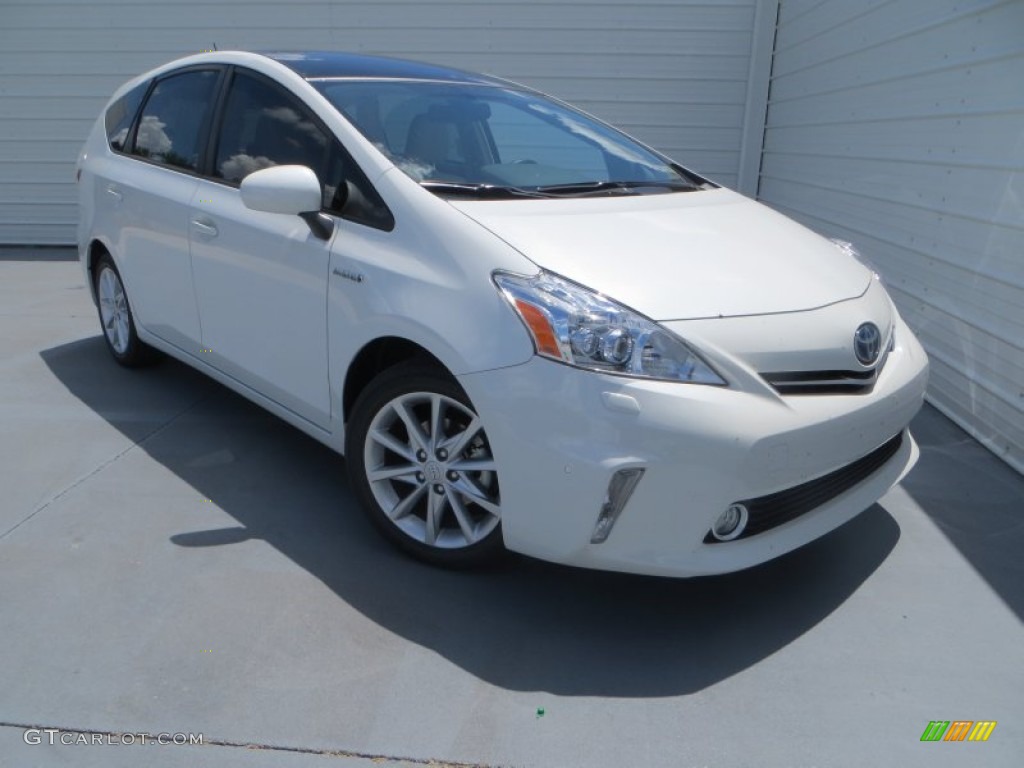 2013 Prius v Five Hybrid - Blizzard White Pearl / Bisque photo #1