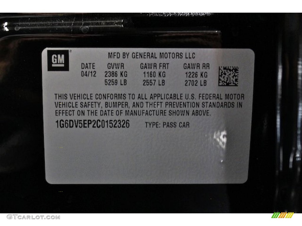 2012 Cadillac CTS -V Sedan Info Tag Photos