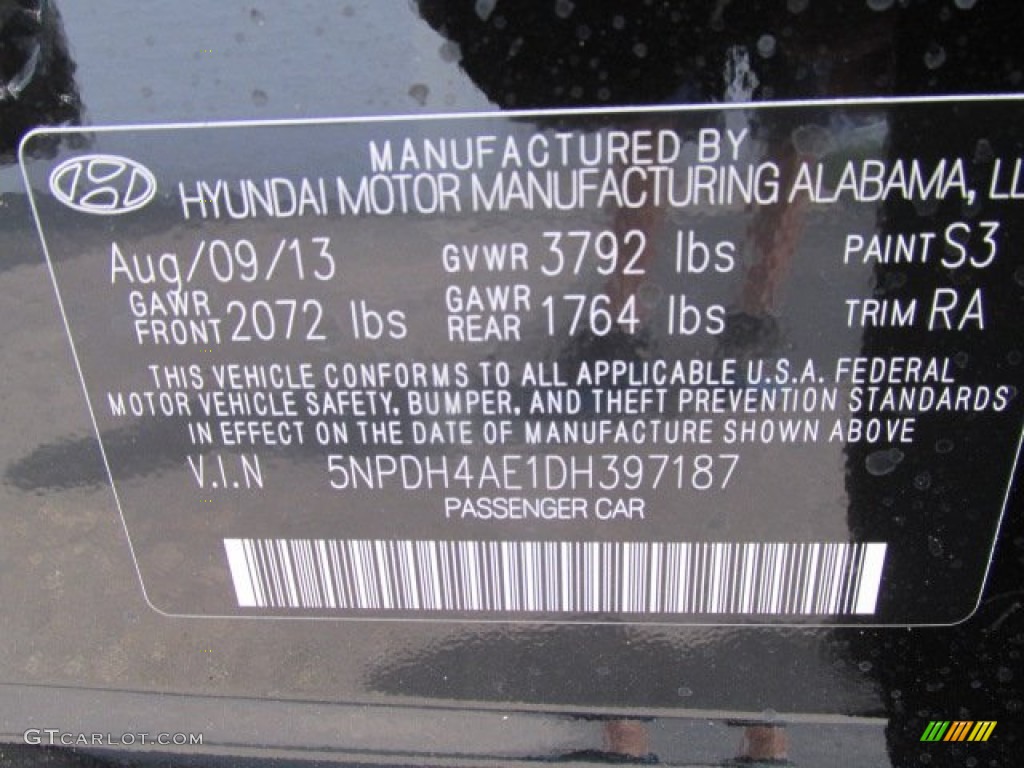 2013 Elantra GLS - Black / Gray photo #15