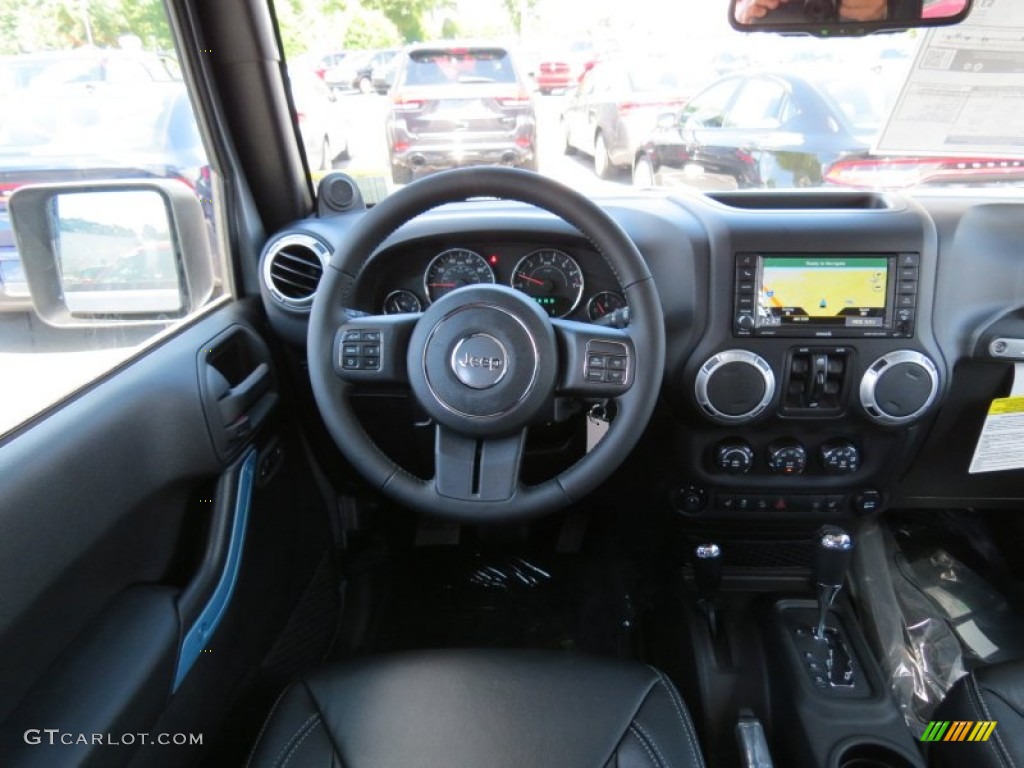 2014 Jeep Wrangler Unlimited Rubicon 4x4 Black Dashboard Photo #84908536