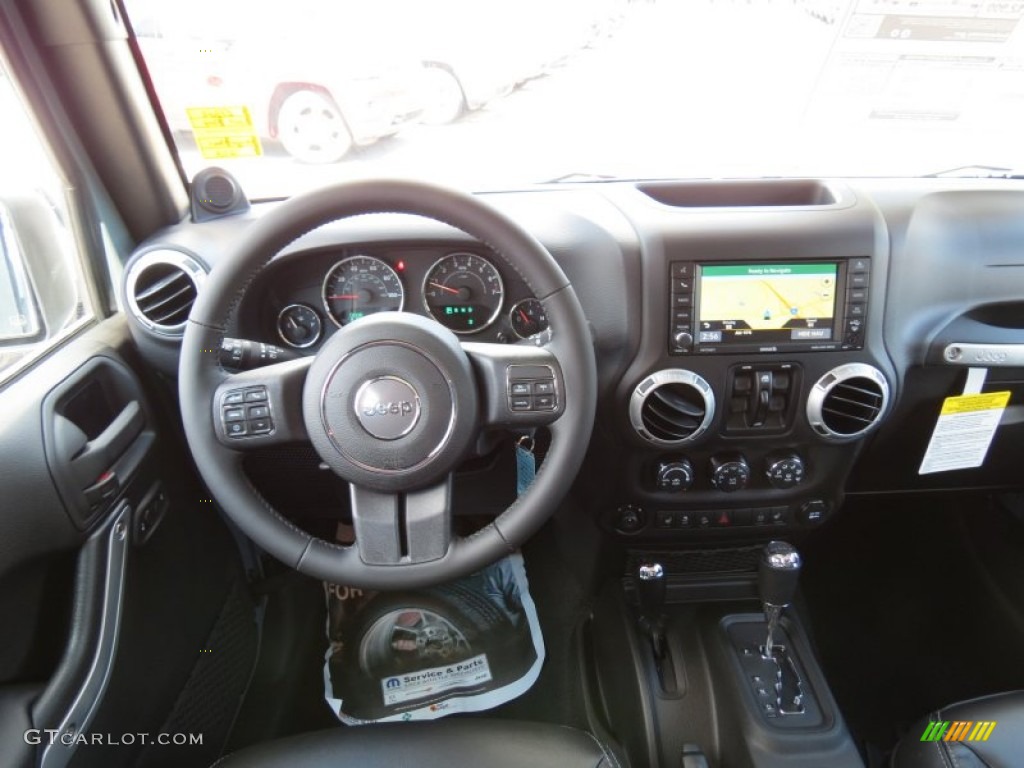 2014 Jeep Wrangler Unlimited Sahara 4x4 Black Dashboard Photo #84909118