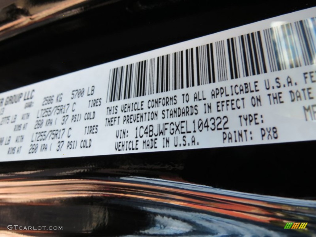 2014 Wrangler Unlimited Color Code PX8 for Black Photo #84909697