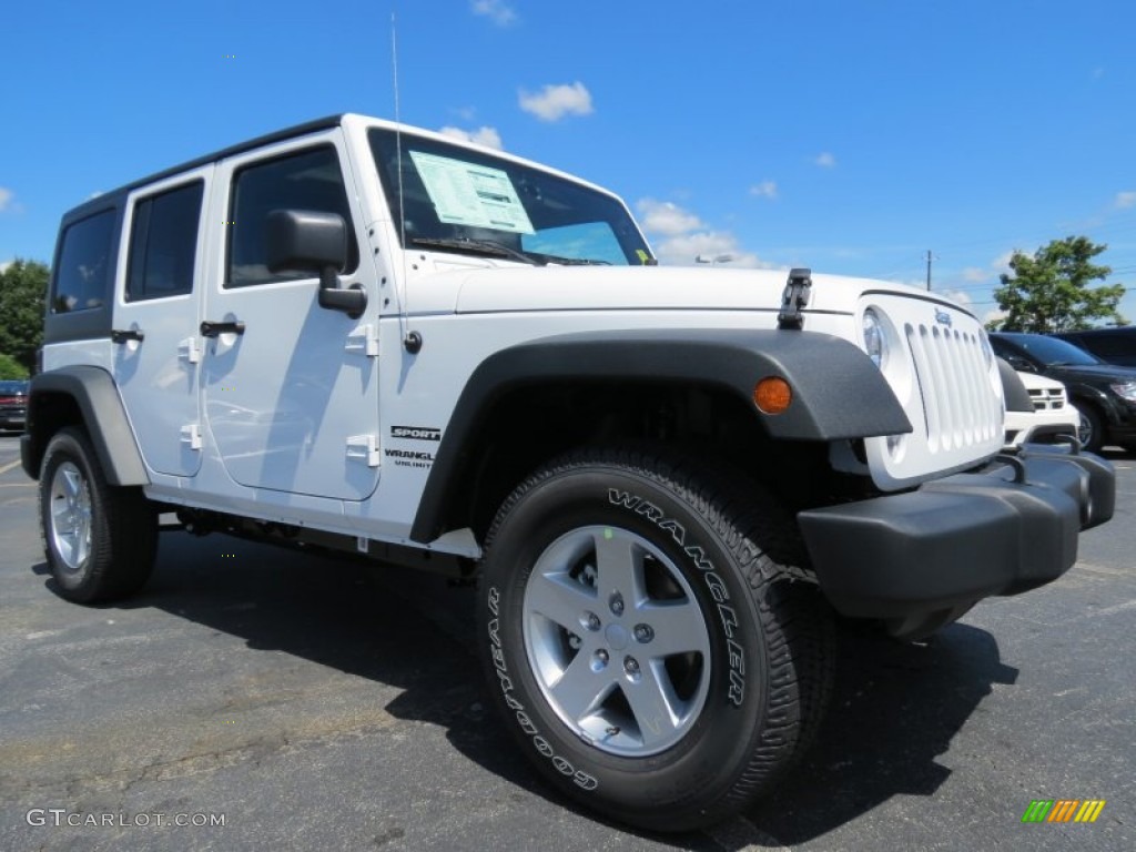 Bright White 2014 Jeep Wrangler Unlimited Sport 4x4 Exterior Photo #84909796