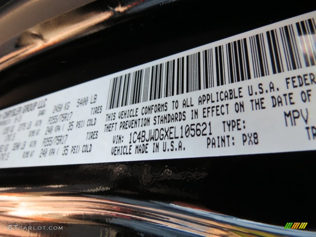 2014 Wrangler Unlimited Color Code PX8 for Black Photo #84910237