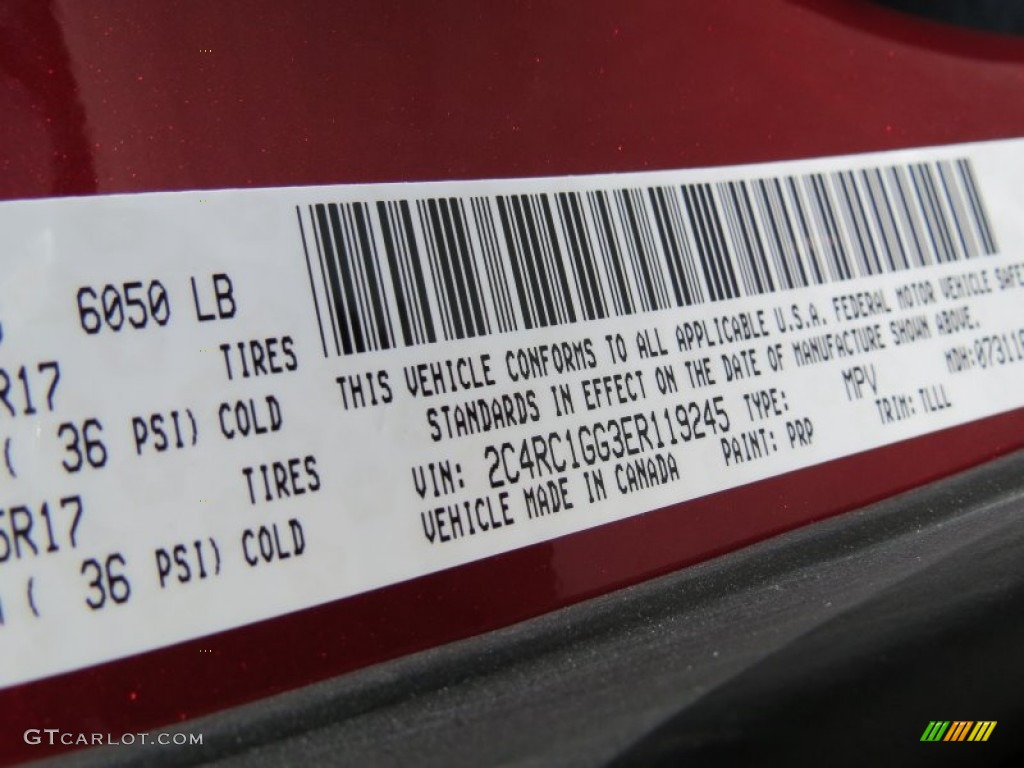2014 Town & Country Color Code PRP for Deep Cherry Red Crystal Pearl Photo #84910504