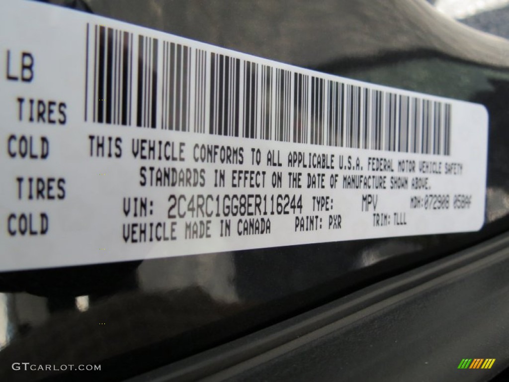 2014 Town & Country Color Code PXR for Brilliant Black Crystal Pearl Photo #84911049