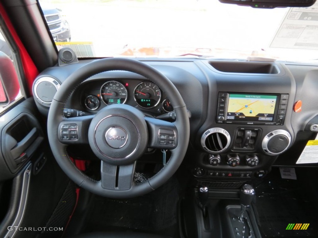2014 Jeep Wrangler Unlimited Rubicon 4x4 Black Dashboard Photo #84913999