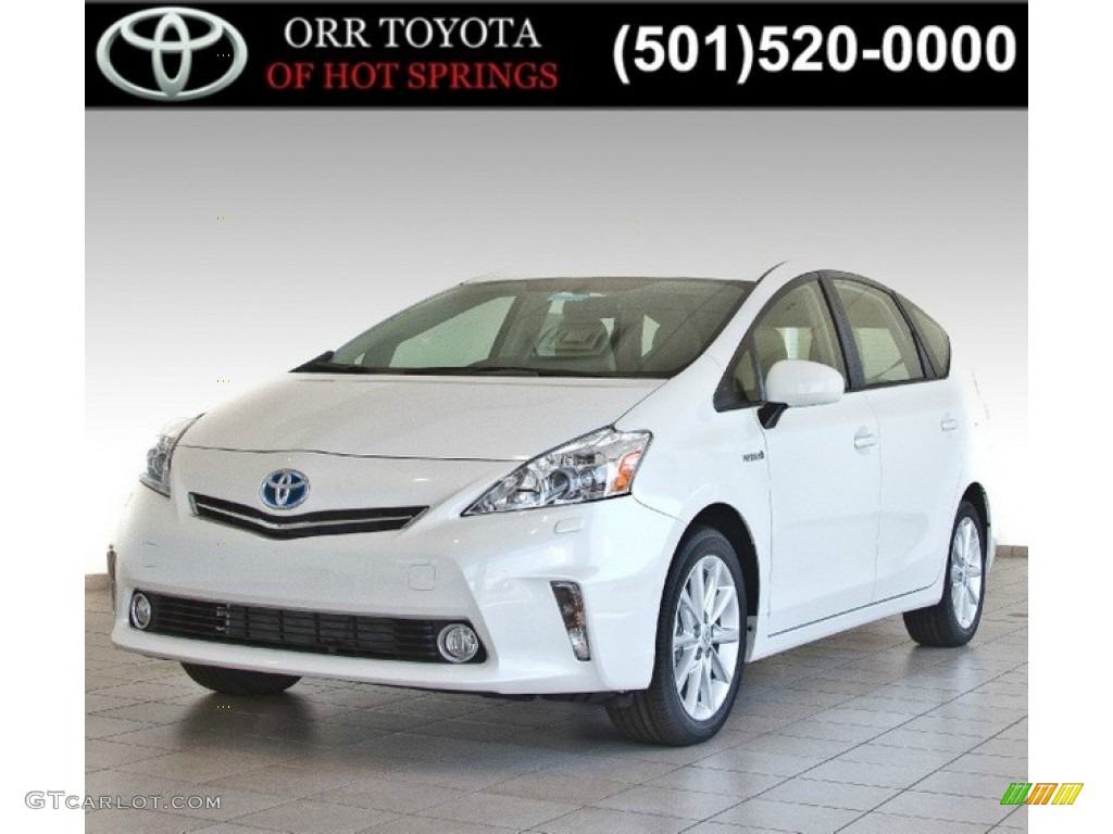 2013 Prius v Five Hybrid - Blizzard White Pearl / Bisque photo #1