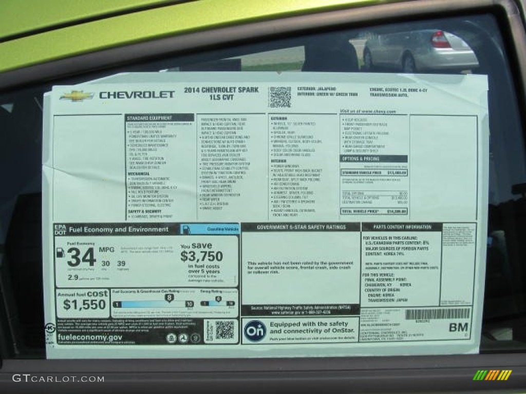 2014 Chevrolet Spark LS Window Sticker Photo #84915007
