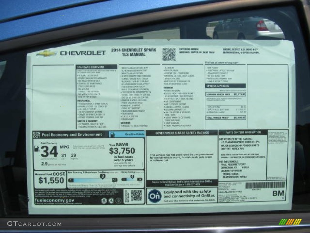 2014 Chevrolet Spark LS Window Sticker Photo #84915394
