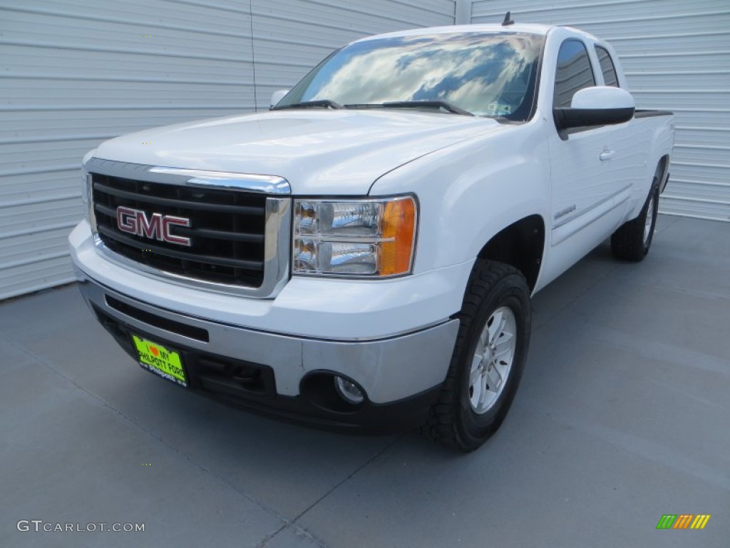 2010 Sierra 1500 SLE Extended Cab 4x4 - Summit White / Dark Titanium/Light Titanium photo #7