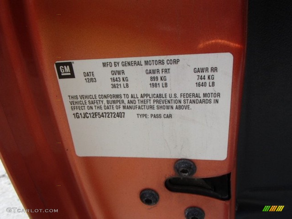 2004 Cavalier Coupe - Sunburst Orange / Graphite photo #20