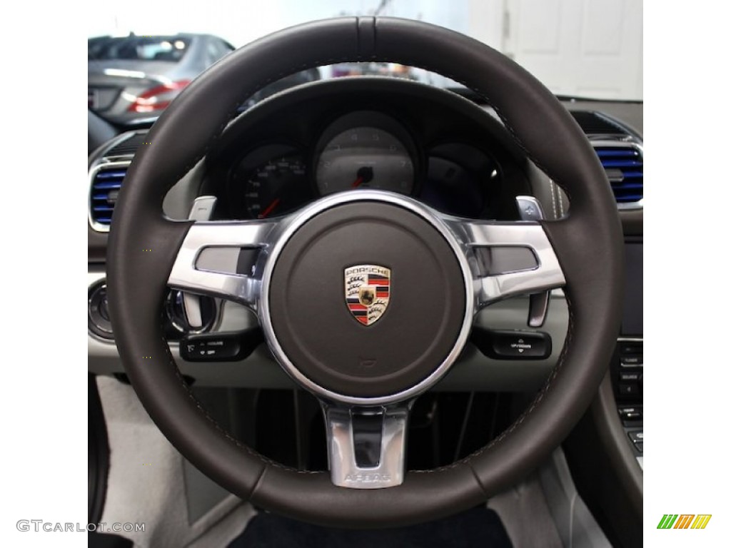 2013 Porsche Boxster S Agate Grey/Pebble Grey Steering Wheel Photo #84935515