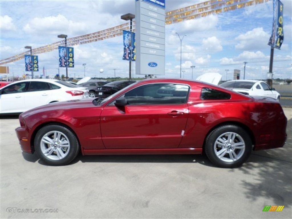 2014 Mustang V6 Coupe - Ruby Red / Medium Stone photo #2