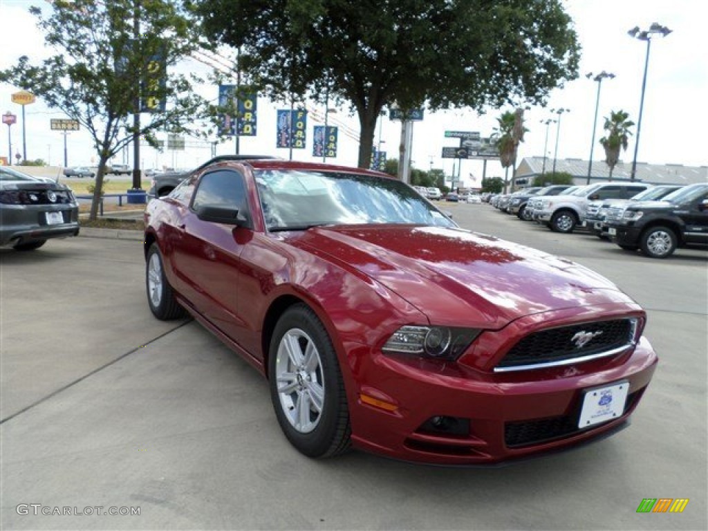 2014 Mustang V6 Coupe - Ruby Red / Medium Stone photo #7