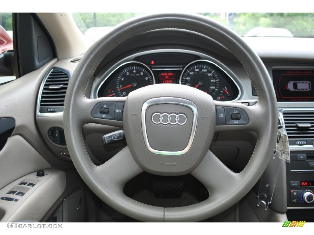 2008 Audi Q7 3.6 Premium quattro Cardamom Beige Steering Wheel Photo #84937477