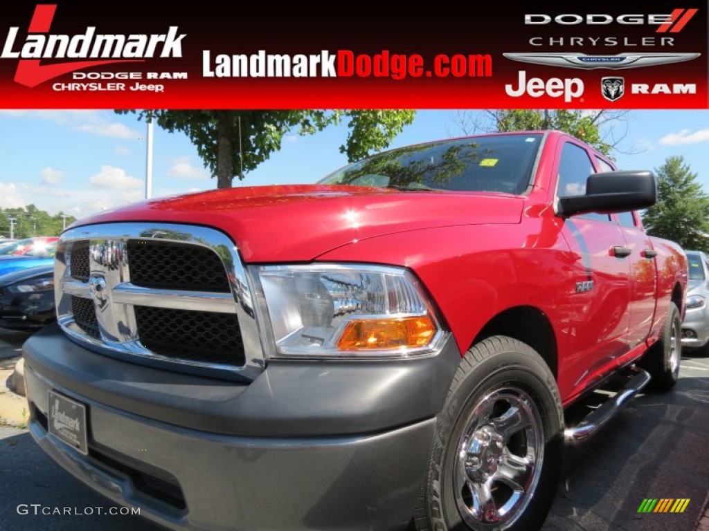 2010 Ram 1500 SLT Quad Cab - Flame Red / Dark Slate/Medium Graystone photo #1