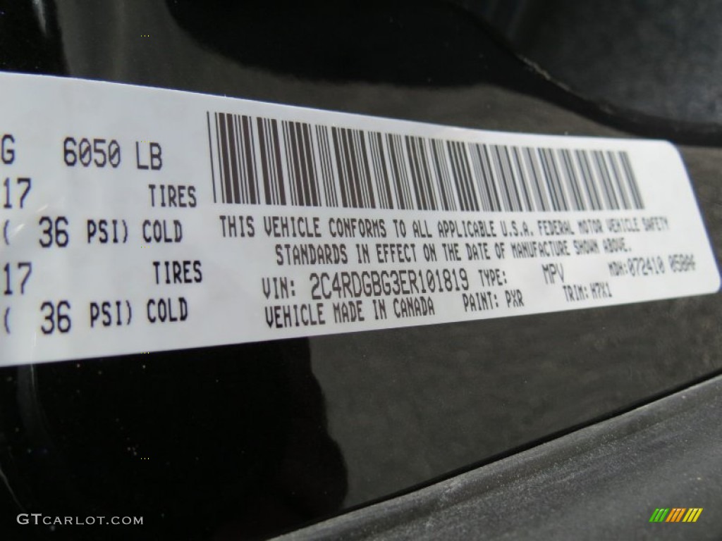 2014 Grand Caravan Color Code PXR for Brilliant Black Crystal Pearl Photo #84944576