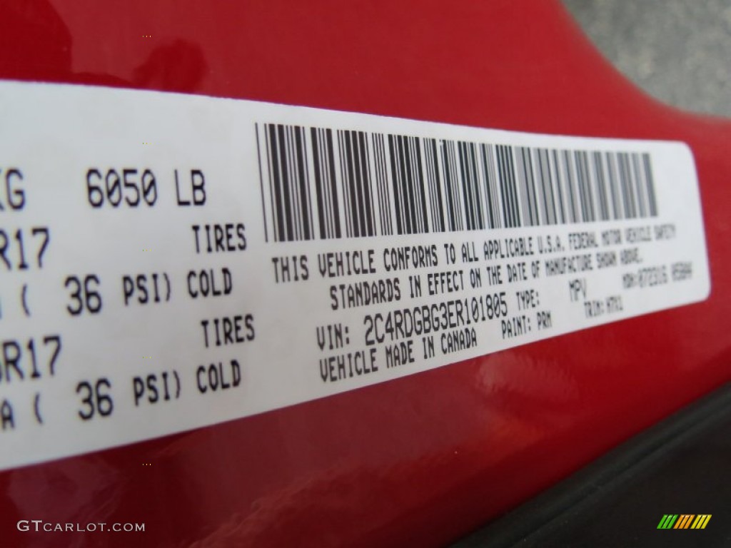 2014 Grand Caravan Color Code PRM for Redline 2-Coat Pearl Photo #84944830