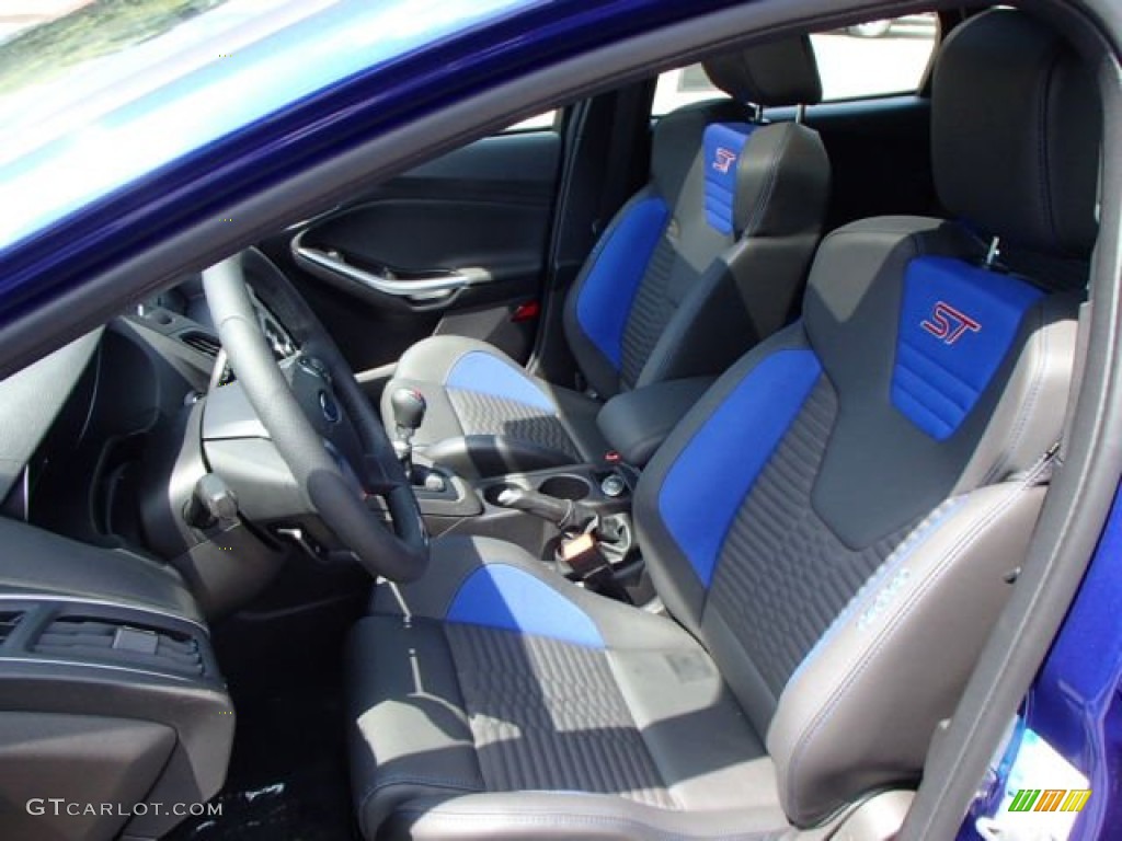 ST Performance Blue/Charcoal Black Recaro Sport Seats Interior 2014 Ford Focus ST Hatchback Photo #84946519