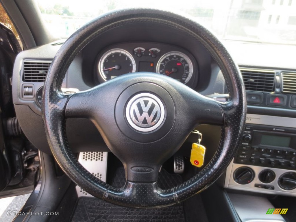2003 Volkswagen GTI 1.8T Black Steering Wheel Photo #84948259