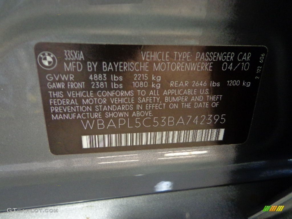 2011 3 Series 335i xDrive Sedan - Space Gray Metallic / Black photo #39