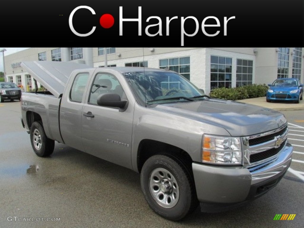 2008 Silverado 1500 LS Extended Cab 4x4 - Graystone Metallic / Dark Titanium photo #1