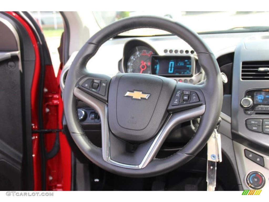 2012 Chevrolet Sonic LTZ Sedan Dark Pewter/Dark Titanium Steering Wheel Photo #84950149