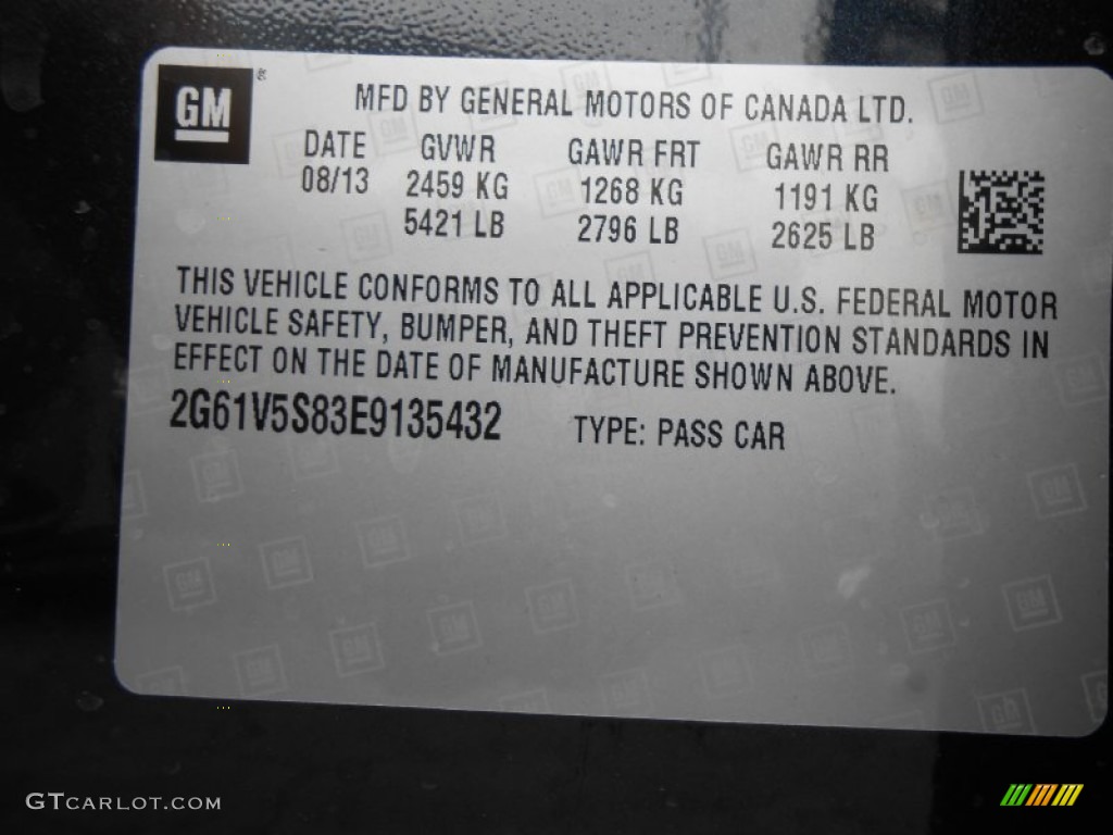 2014 Cadillac XTS Vsport Premium AWD Info Tag Photo #84956487