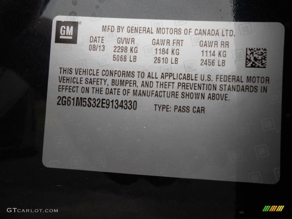 2014 Cadillac XTS Luxury FWD Info Tag Photo #84957037