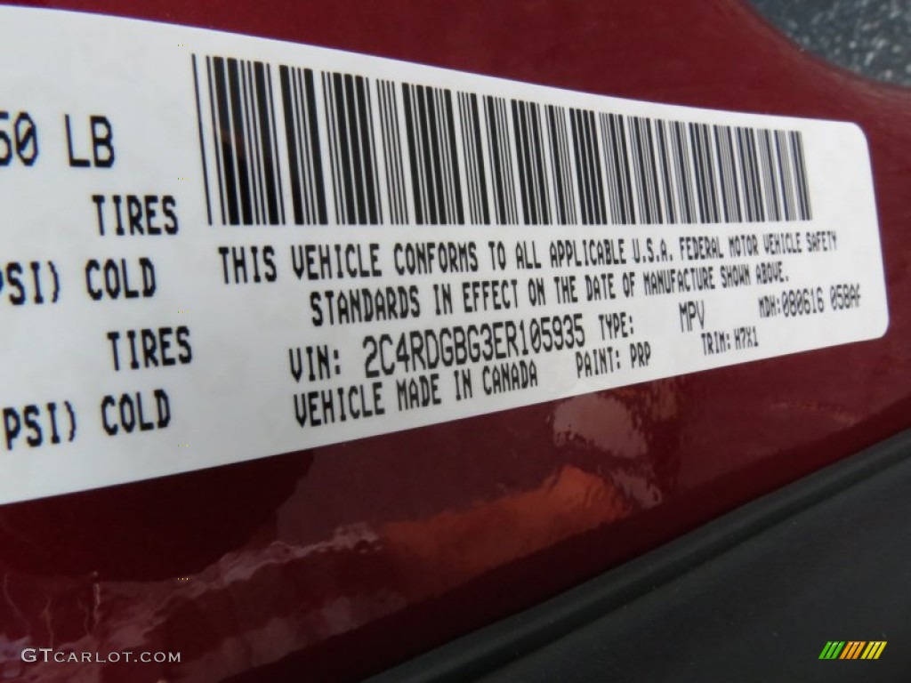 2014 Grand Caravan Color Code PRP for Deep Cherry Red Crystal Pearl Photo #84959029