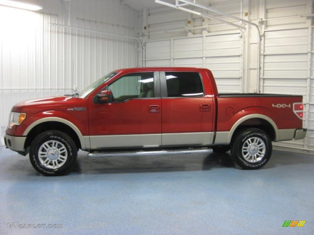 2010 F150 Lariat SuperCrew 4x4 - Vermillion Red / Tan photo #2