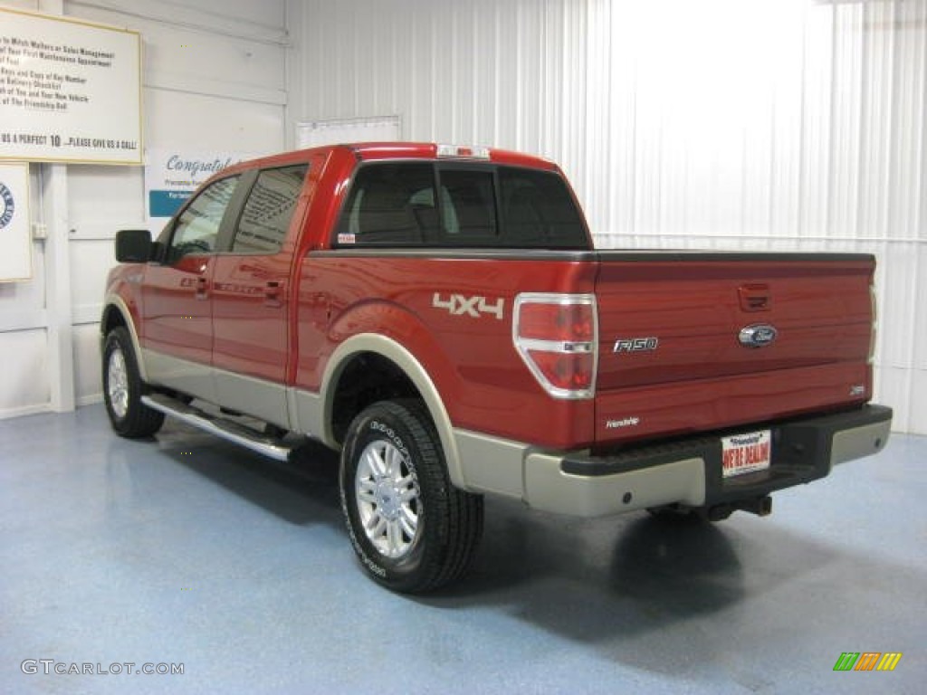 2010 F150 Lariat SuperCrew 4x4 - Vermillion Red / Tan photo #8