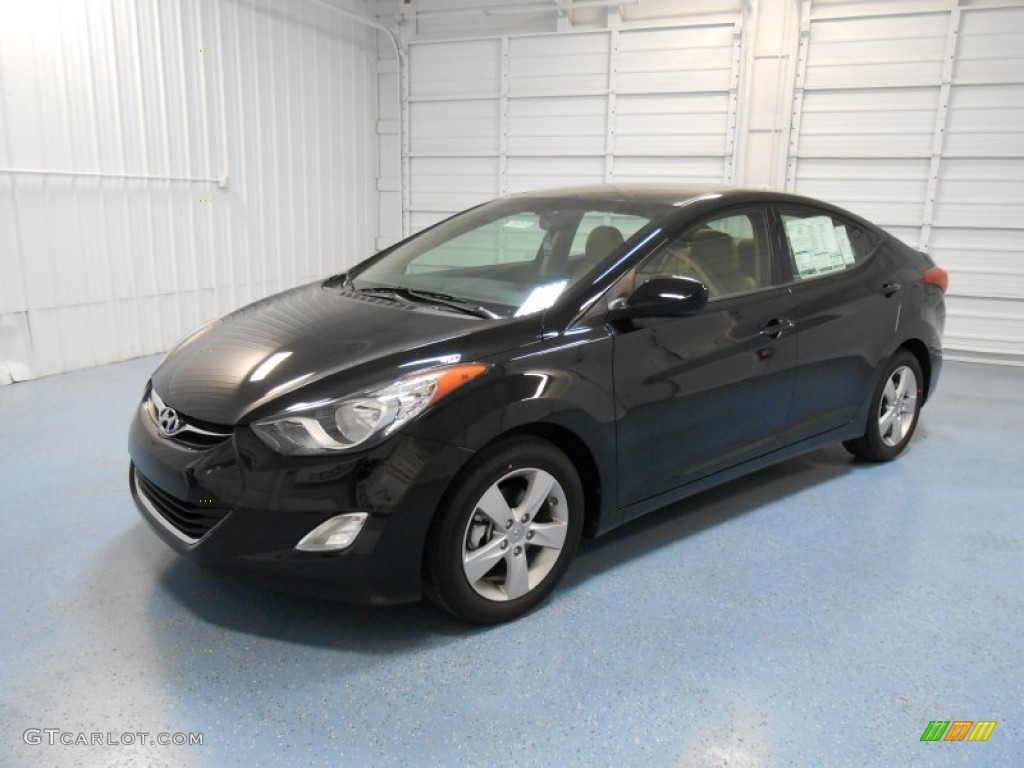 2013 Elantra GLS - Midnight Black / Beige photo #2