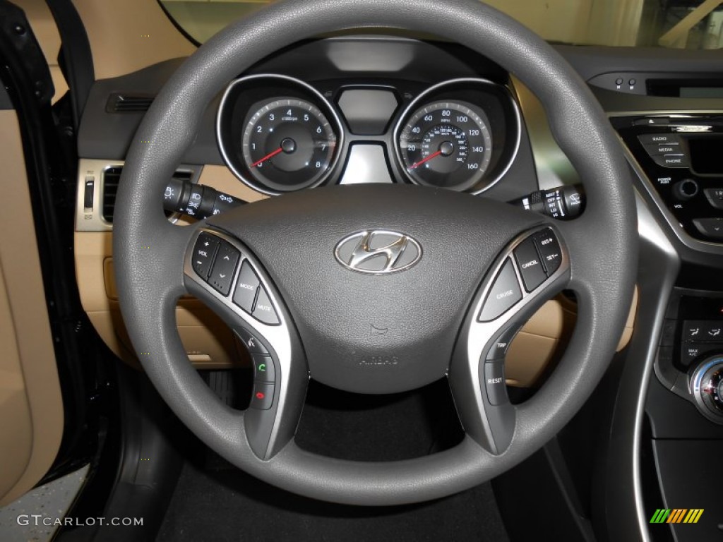 2013 Elantra GLS - Midnight Black / Beige photo #9