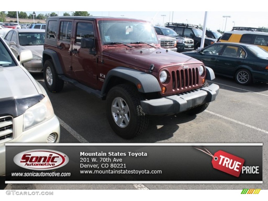 2008 Wrangler Unlimited X 4x4 - Red Rock Crystal Pearl / Dark Slate Gray/Med Slate Gray photo #1