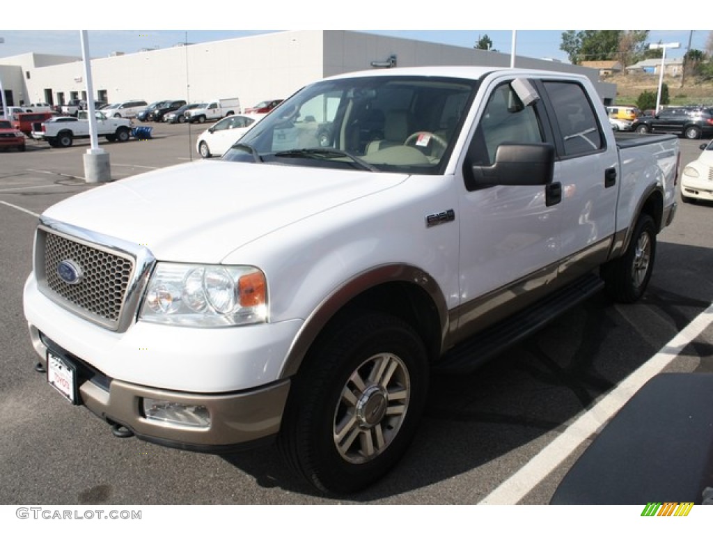 2005 F150 XLT SuperCrew 4x4 - Oxford White / Tan photo #4