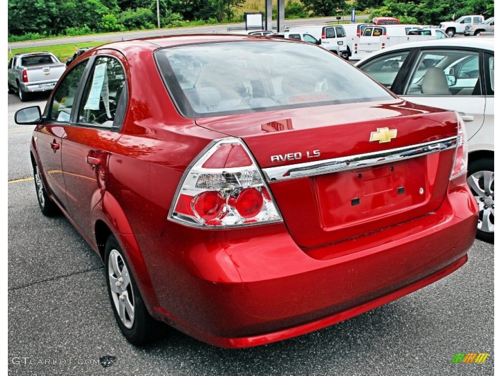 2007 Aveo LS Sedan - Sport Red / Charcoal Black photo #4