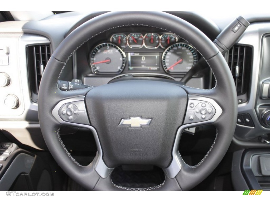 2014 Chevrolet Silverado 1500 LTZ Z71 Crew Cab 4x4 Jet Black/Dark Ash Steering Wheel Photo #84992889