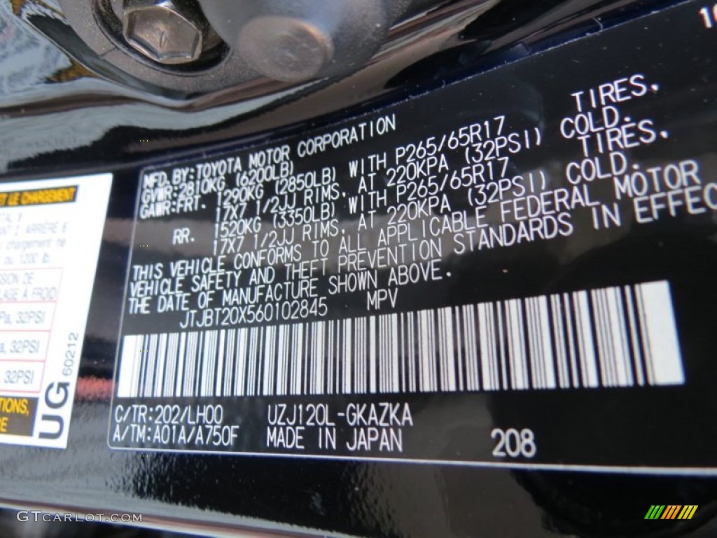 2006 GX Color Code 202 for Black Onyx Photo #85002854
