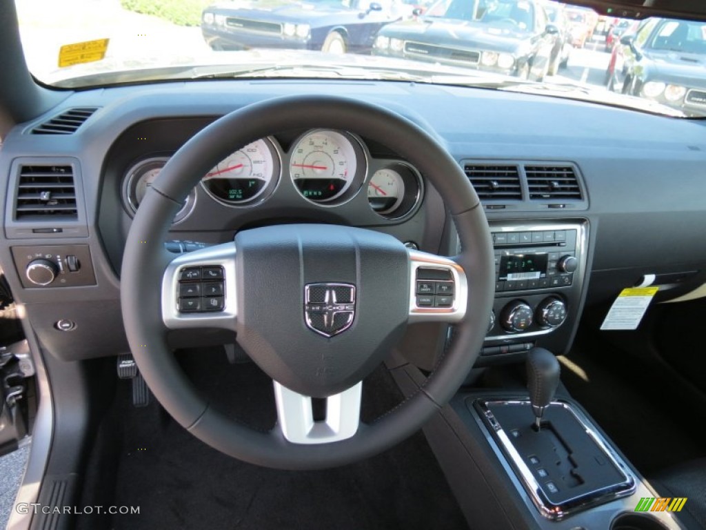2014 Dodge Challenger SXT Dark Slate Gray Steering Wheel Photo #85003235