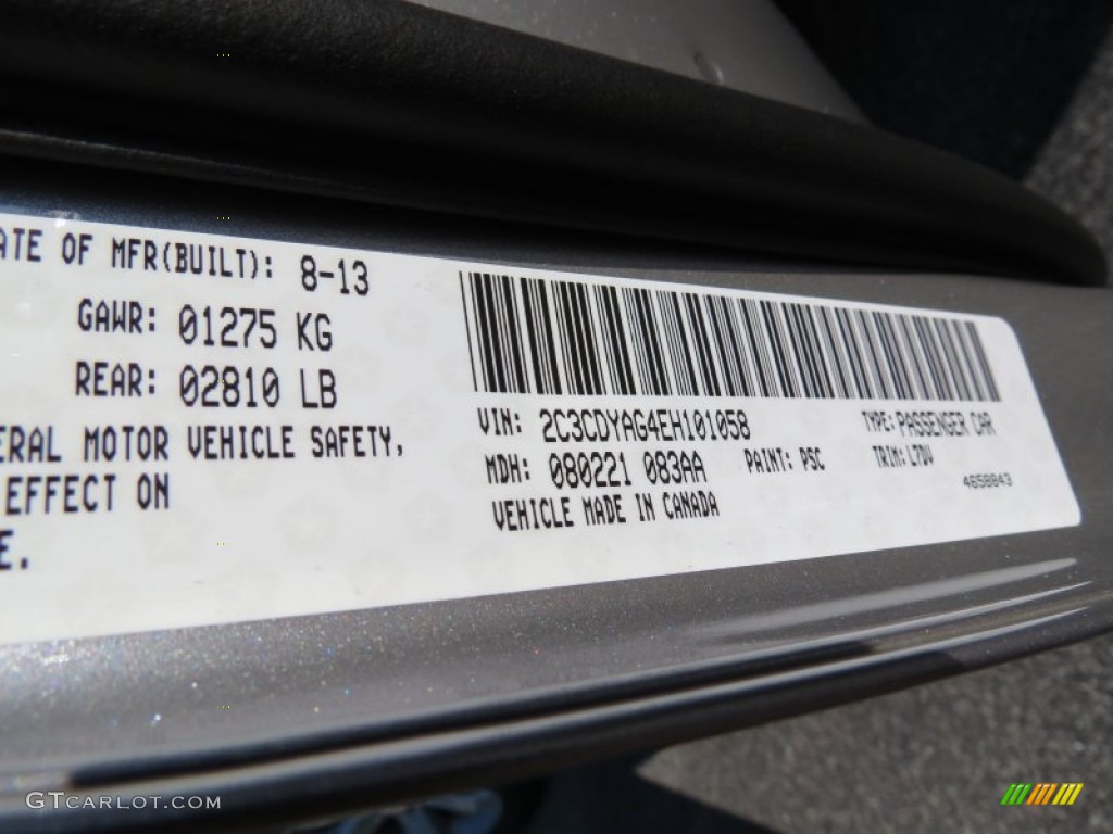 2014 Challenger Color Code PSC for Billet Silver Metallic Photo #85003310