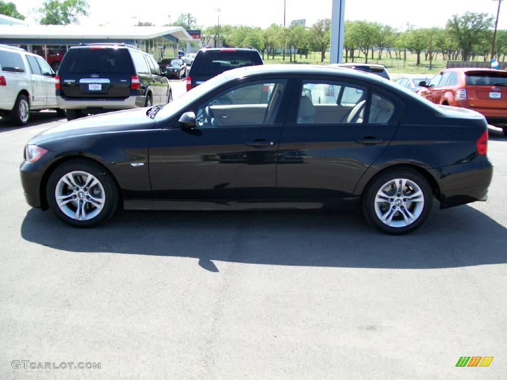 2008 3 Series 328i Sedan - Jet Black / Beige photo #2