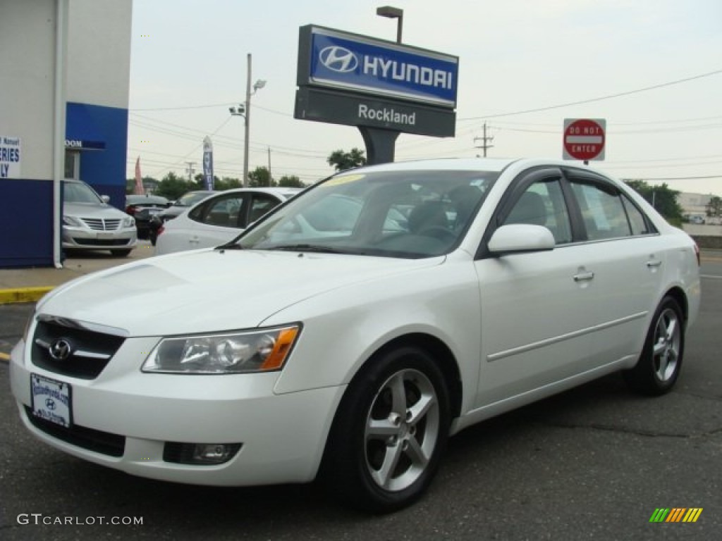 2007 Sonata SE V6 - Arctic White / Beige photo #1