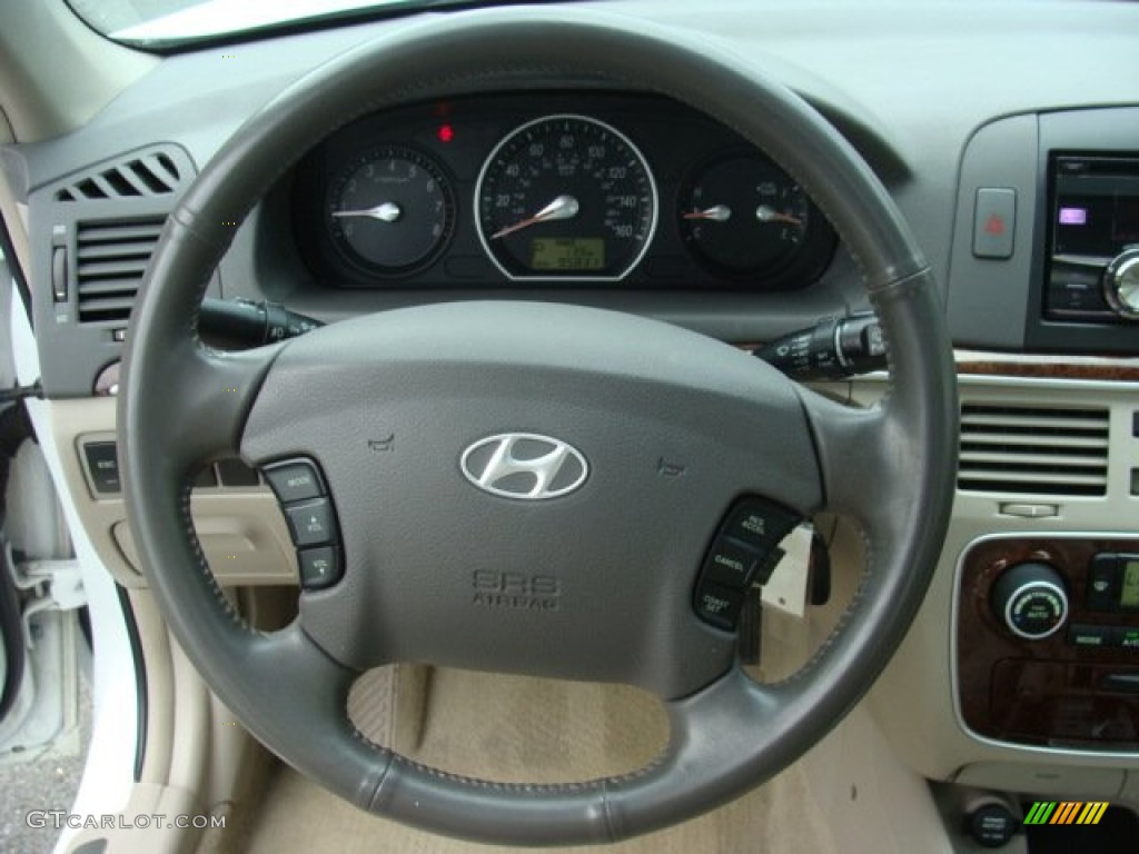 2007 Sonata SE V6 - Arctic White / Beige photo #14